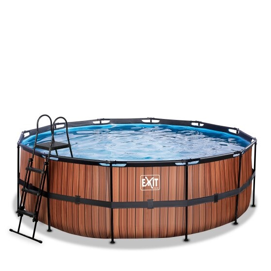 EXIT Toys zwembad Wood ø427x122 met filterpomp