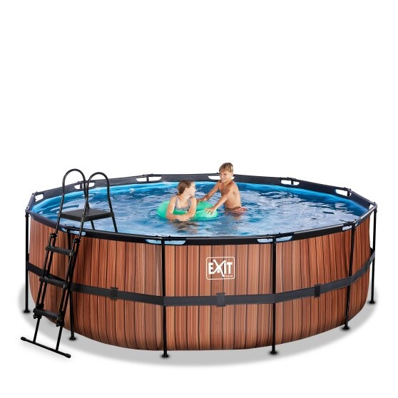 EXIT Toys zwembad Wood ø427x122 met filterpomp