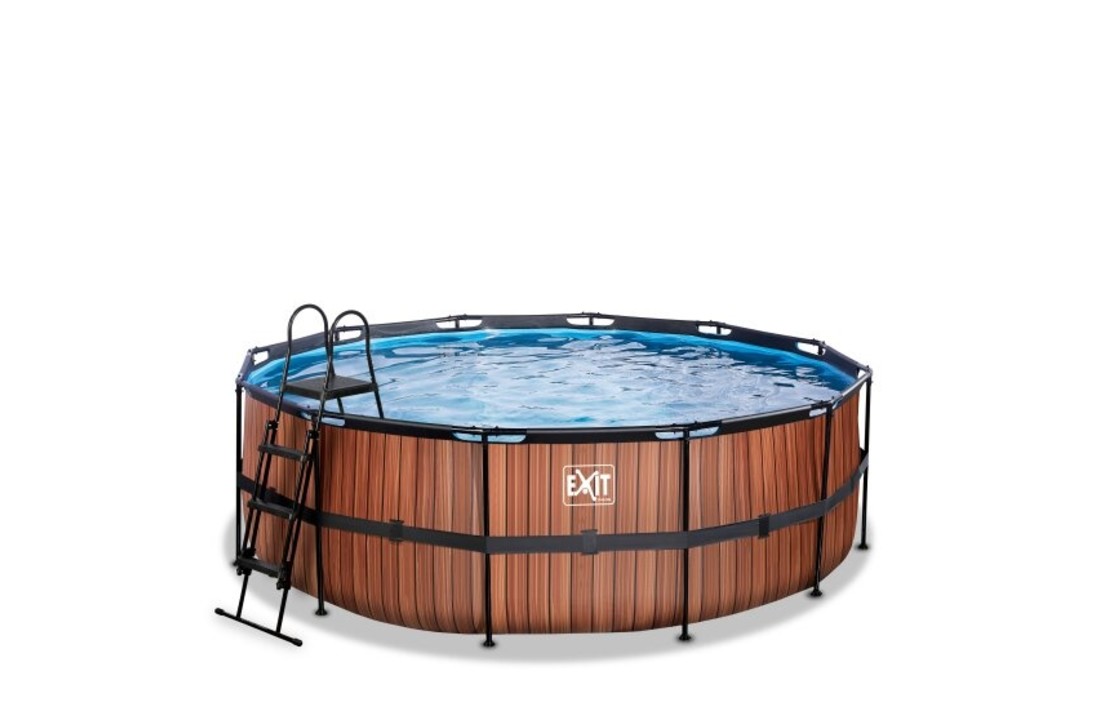 EXIT Toys zwembad Wood ø427x122 met zandfilterpomp