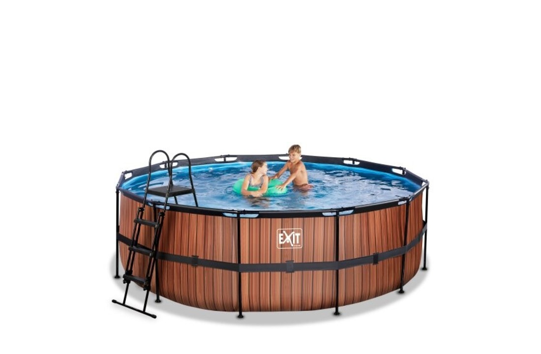 EXIT Toys zwembad Wood ø427x122 met zandfilterpomp