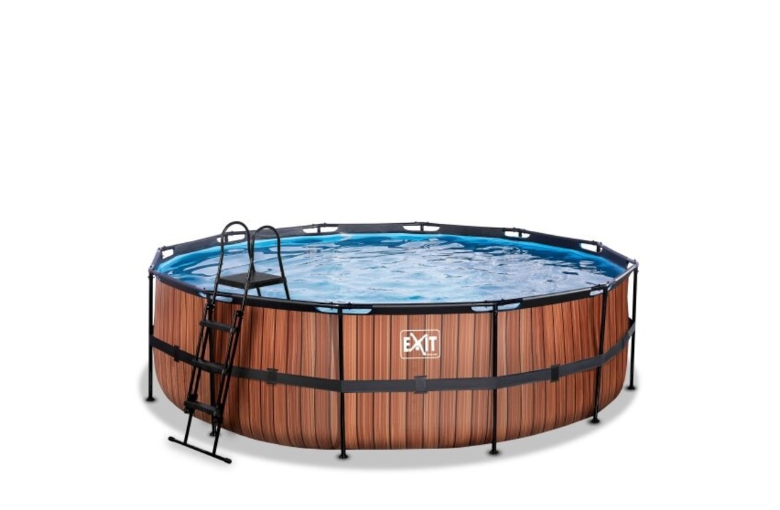 EXIT Toys zwembad Wood ø488x122 met zandfilterpomp
