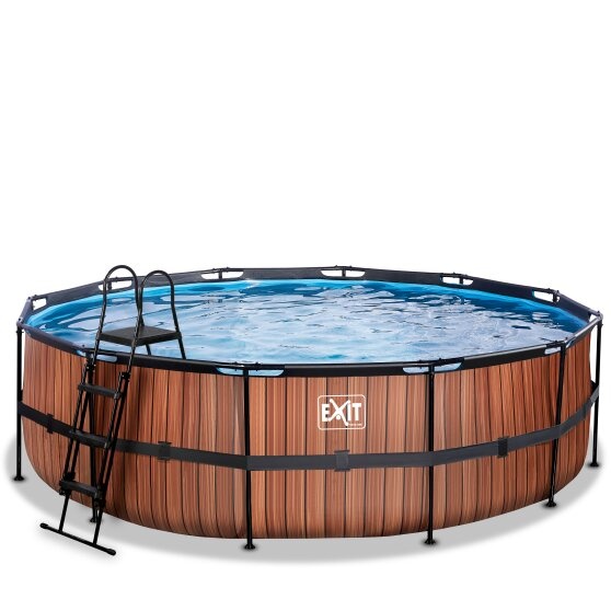 EXIT Toys zwembad Wood ø488x122 met zandfilterpomp