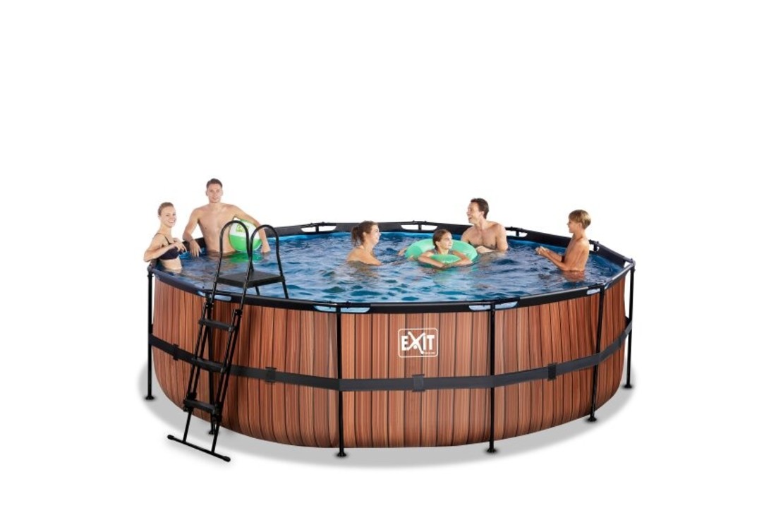EXIT Toys zwembad Wood ø488x122 met zandfilterpomp