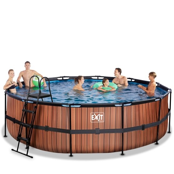 EXIT Toys zwembad Wood ø488x122 met zandfilterpomp