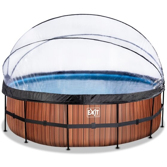 EXIT Toys zwembad Wood ø488x122cm met overkapping en zandfilterpomp