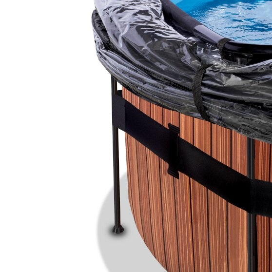 EXIT Toys zwembad Wood ø488x122cm met overkapping en zandfilterpomp