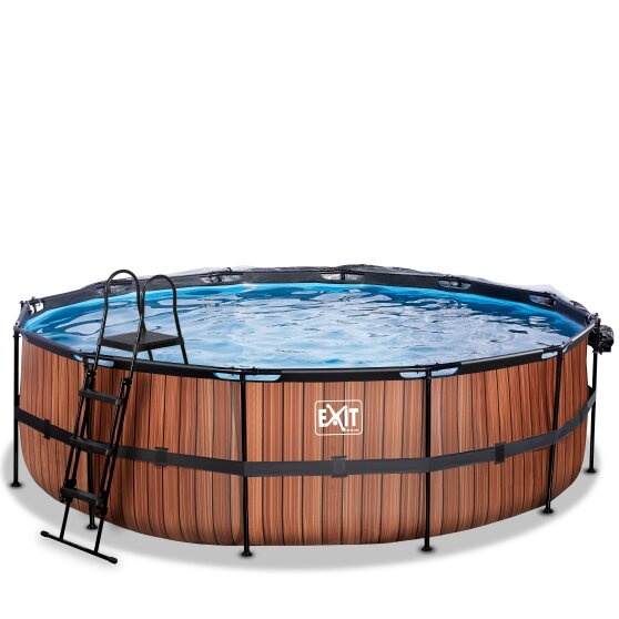 EXIT Toys zwembad Wood ø488x122cm met overkapping en zandfilterpomp