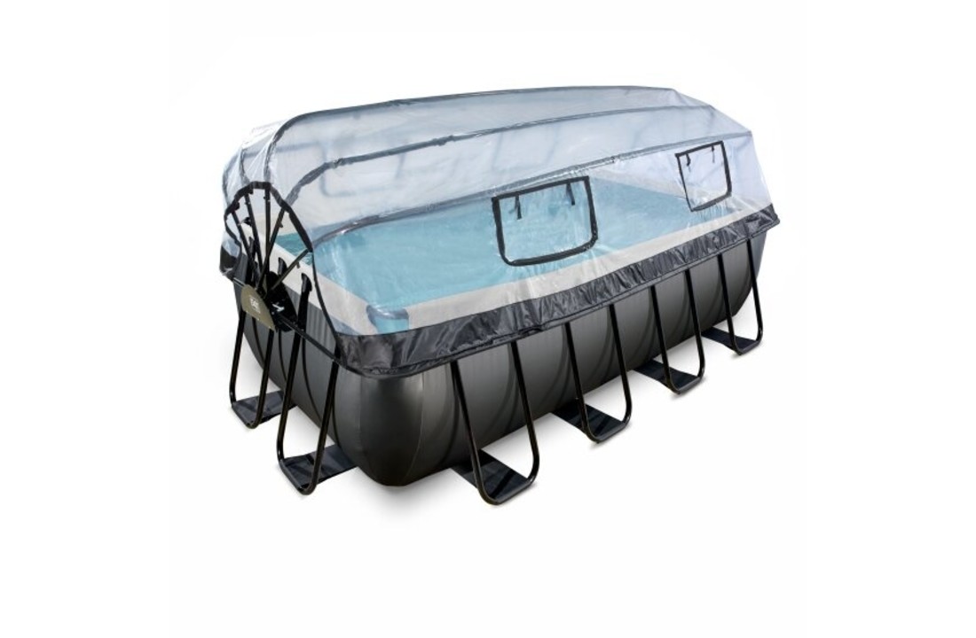 EXIT Toys zwembad Black Leather 400x200x122cm met overkapping zandfilterpomp