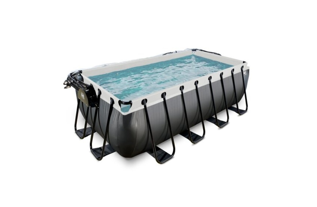EXIT Toys zwembad Black Leather 400x200x122cm met overkapping zandfilterpomp