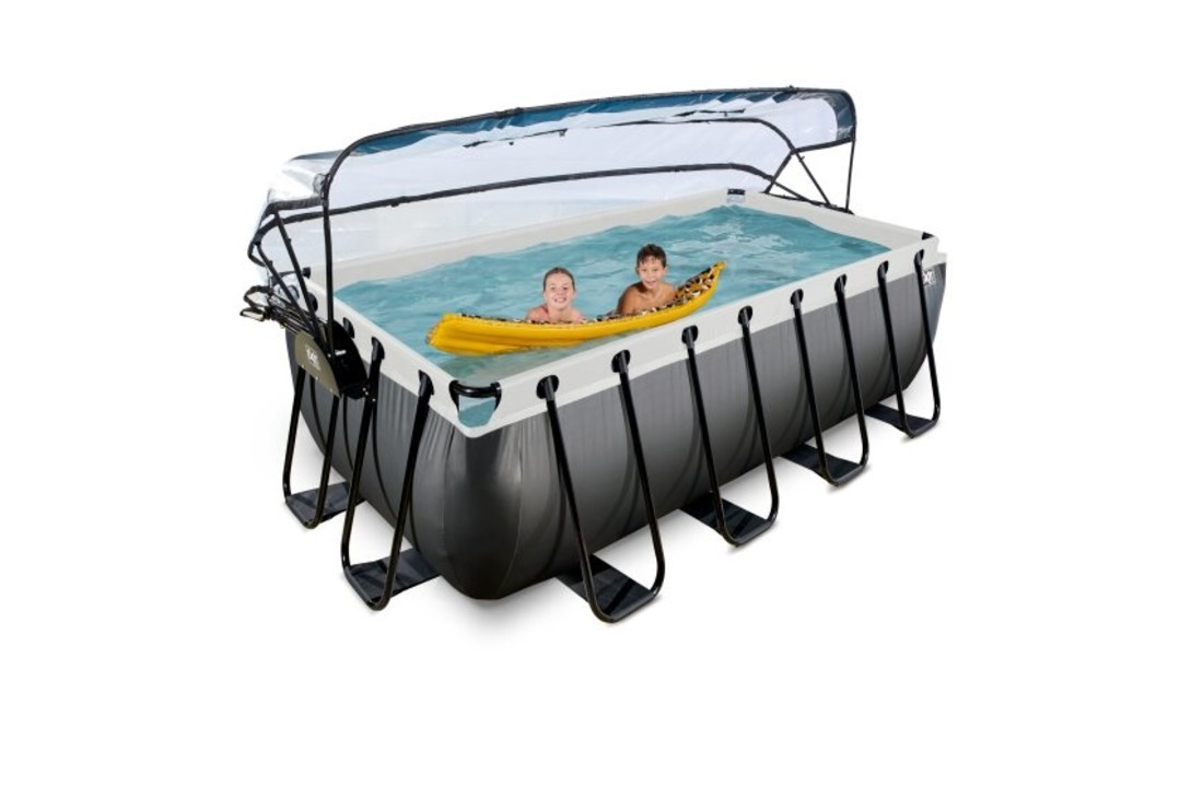 EXIT Toys zwembad Black Leather 400x200x122cm met overkapping zandfilterpomp