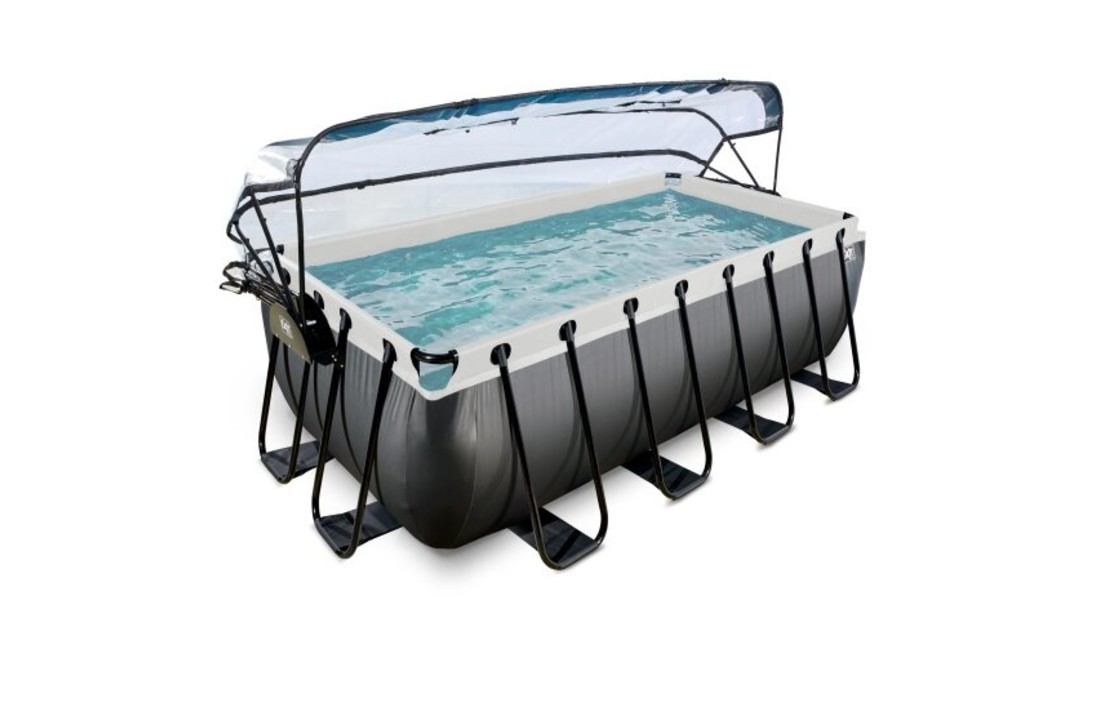 EXIT Toys zwembad Black Leather 400x200x122cm met overkapping zandfilterpomp