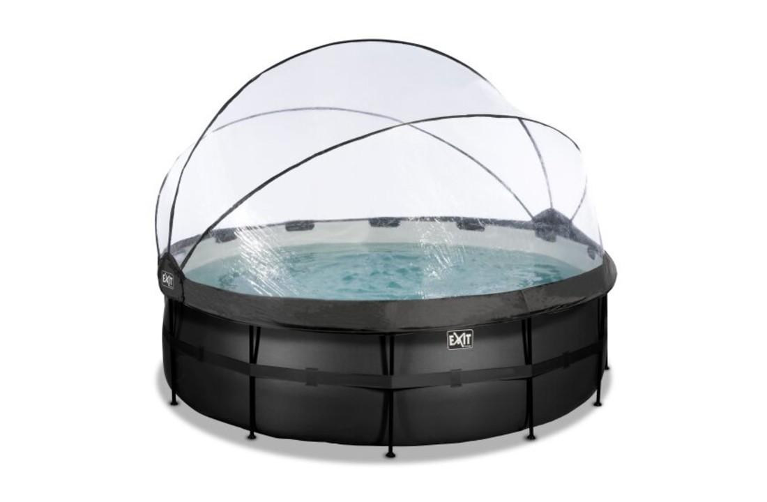 EXIT Toys zwembad Black Leather ø427x122cm met warmtepomp overkapping en zandfilterpomp