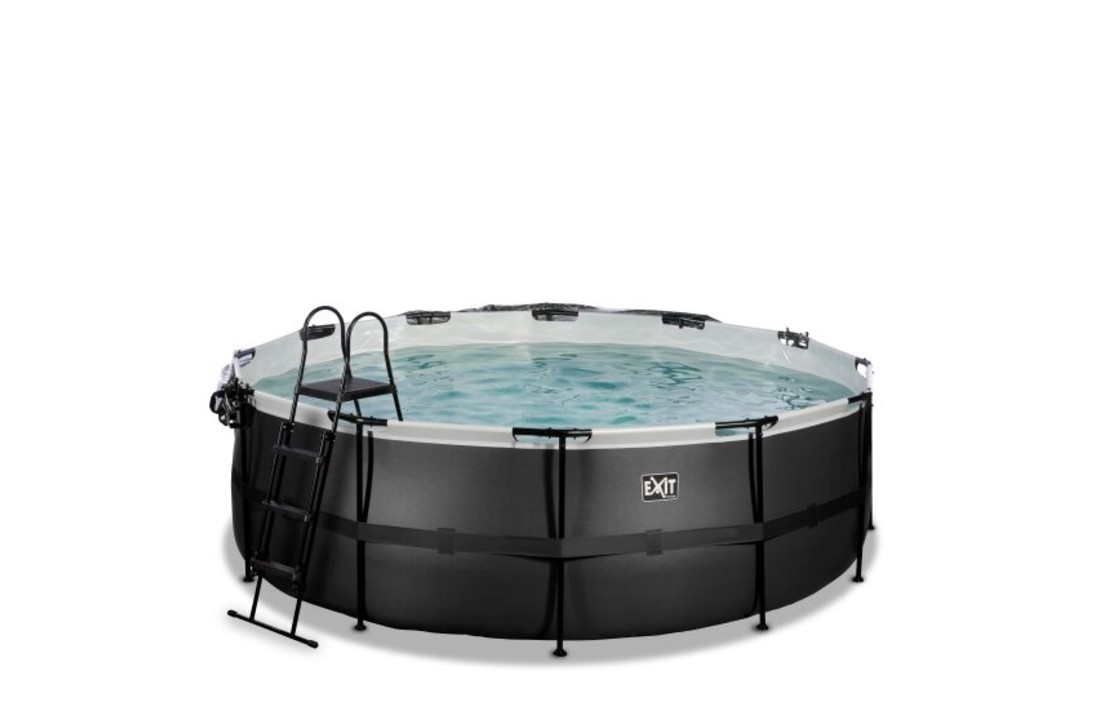 EXIT Toys zwembad Black Leather ø427x122cm met warmtepomp overkapping en zandfilterpomp