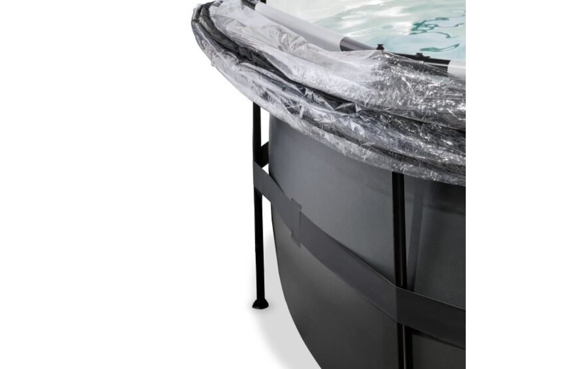 EXIT Toys zwembad Black Leather ø427x122cm met warmtepomp overkapping en zandfilterpomp