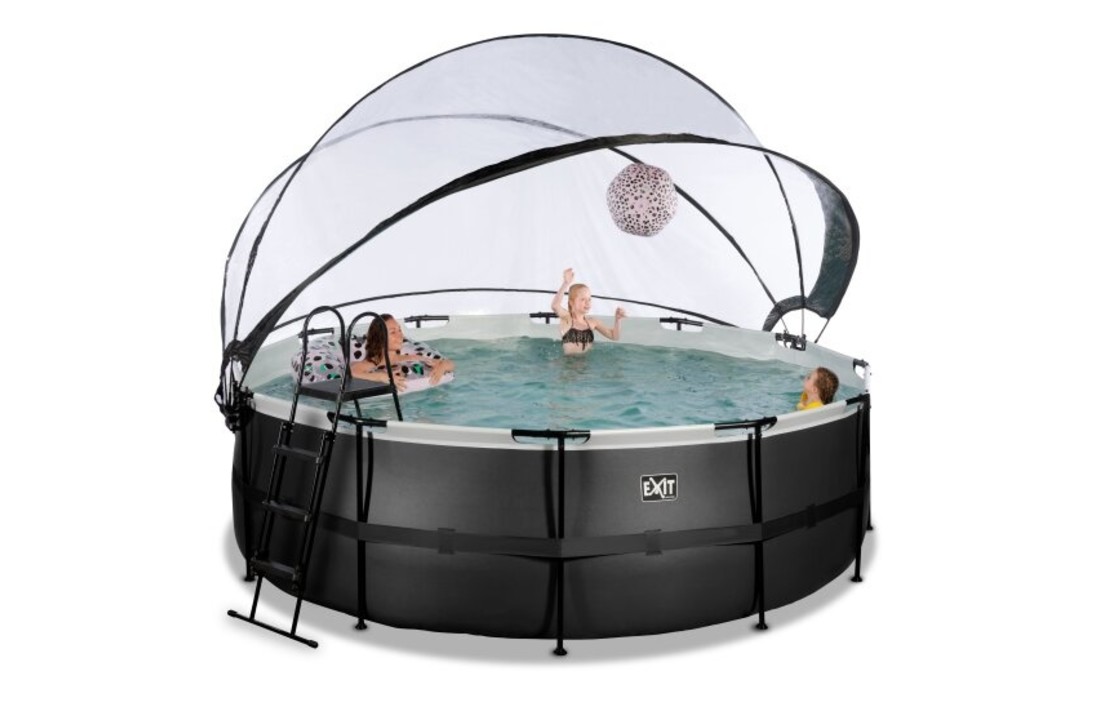 EXIT Toys zwembad Black Leather ø427x122cm met warmtepomp overkapping en zandfilterpomp