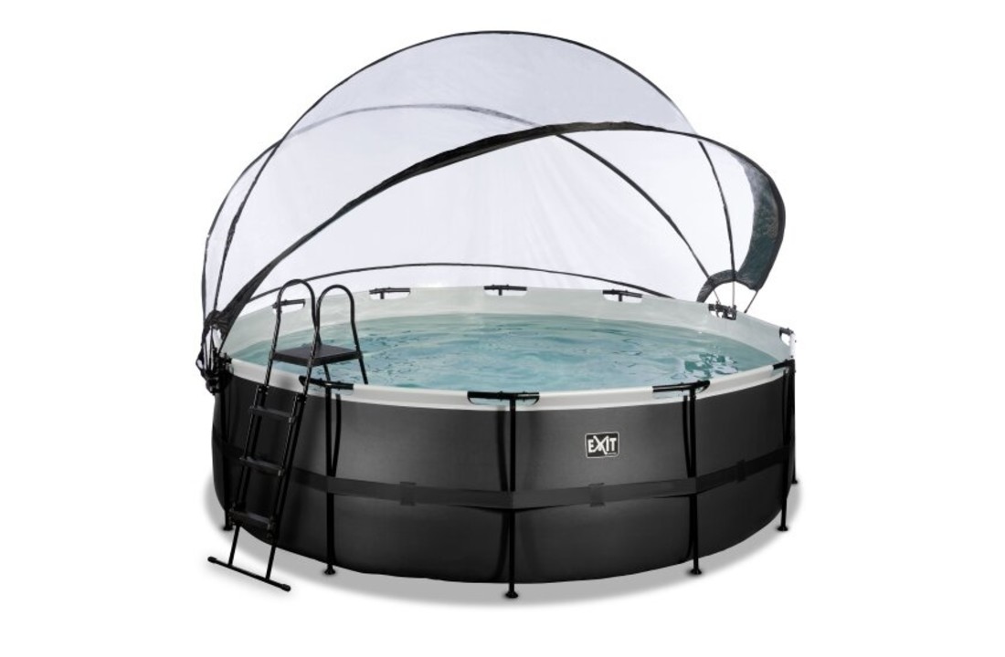 EXIT Toys zwembad Black Leather ø427x122cm met warmtepomp overkapping en zandfilterpomp