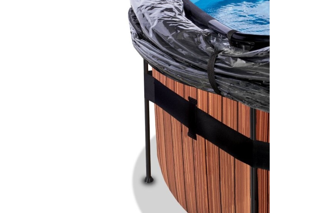 EXIT Toys zwembad Wood ø427x122cm met warmtepomp overkapping en zandfilterpomp