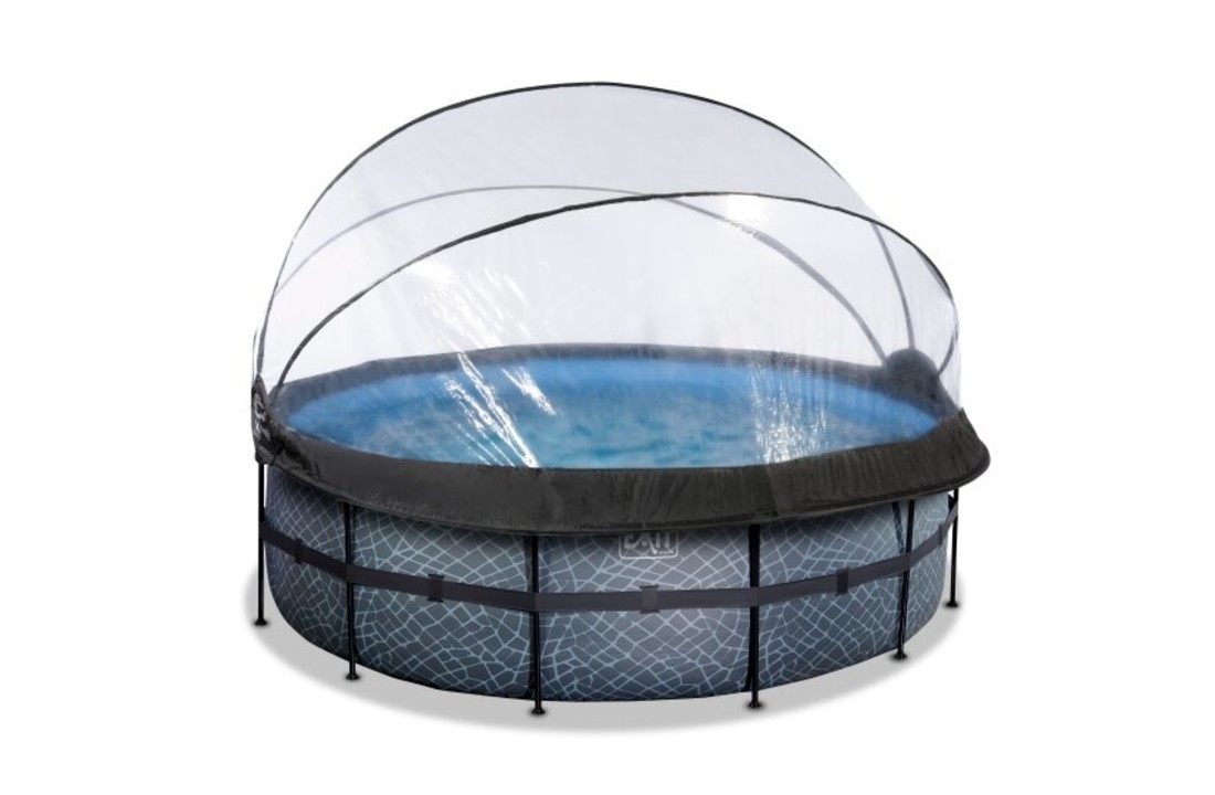 EXIT Toys zwembad Stone ø427x122cm met warmtepomp overkapping en zandfilterpomp