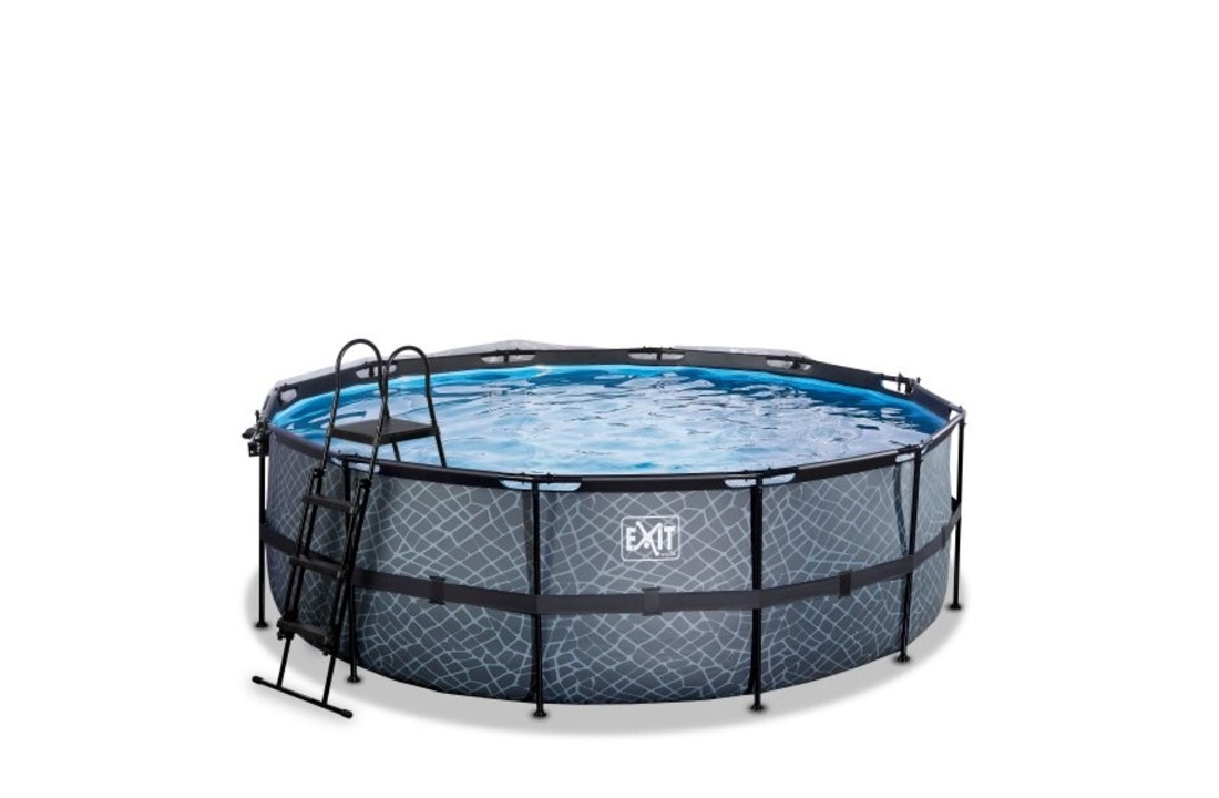 EXIT Toys zwembad Stone ø427x122cm met warmtepomp overkapping en zandfilterpomp