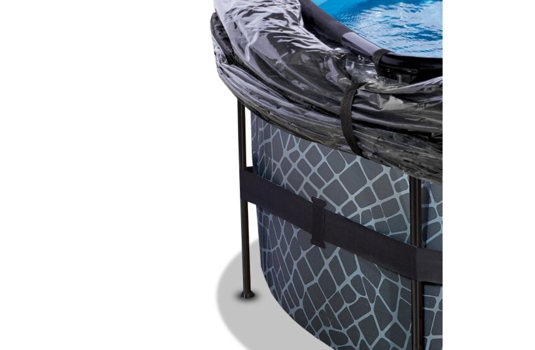 EXIT Toys zwembad Stone ø427x122cm met warmtepomp overkapping en zandfilterpomp