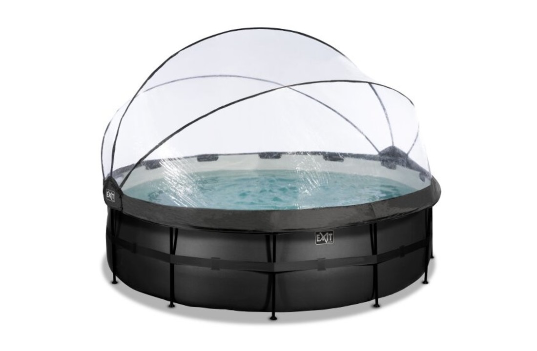 EXIT Toys zwembad Black Leather ø450x122cm met warmtepomp overkapping en zandfilterpomp