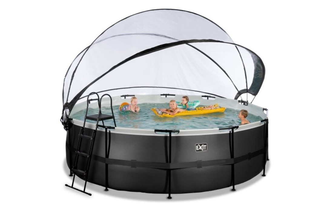 EXIT Toys zwembad Black Leather ø450x122cm met warmtepomp overkapping en zandfilterpomp