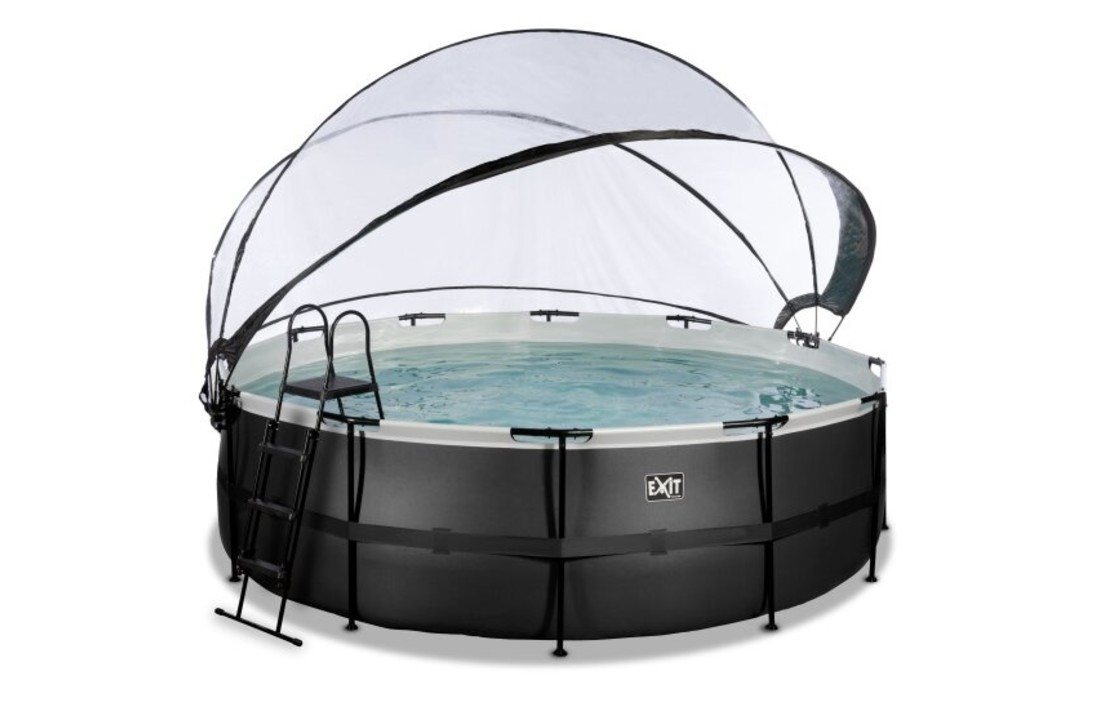 EXIT Toys zwembad Black Leather ø450x122cm met warmtepomp overkapping en zandfilterpomp