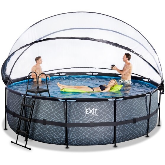 EXIT Toys zwembad Stone ø488x122cm met warmtepomp overkapping en zandfilterpomp