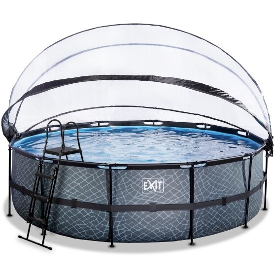 EXIT Toys zwembad Stone ø488x122cm met warmtepomp overkapping en zandfilterpomp