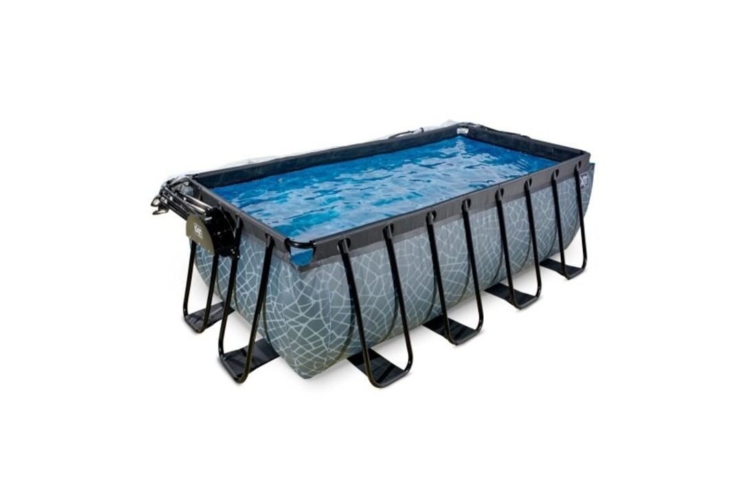 EXIT Toys zwembad Stone 400x200x122cm met warmtepomp overkapping en zandfilterpomp