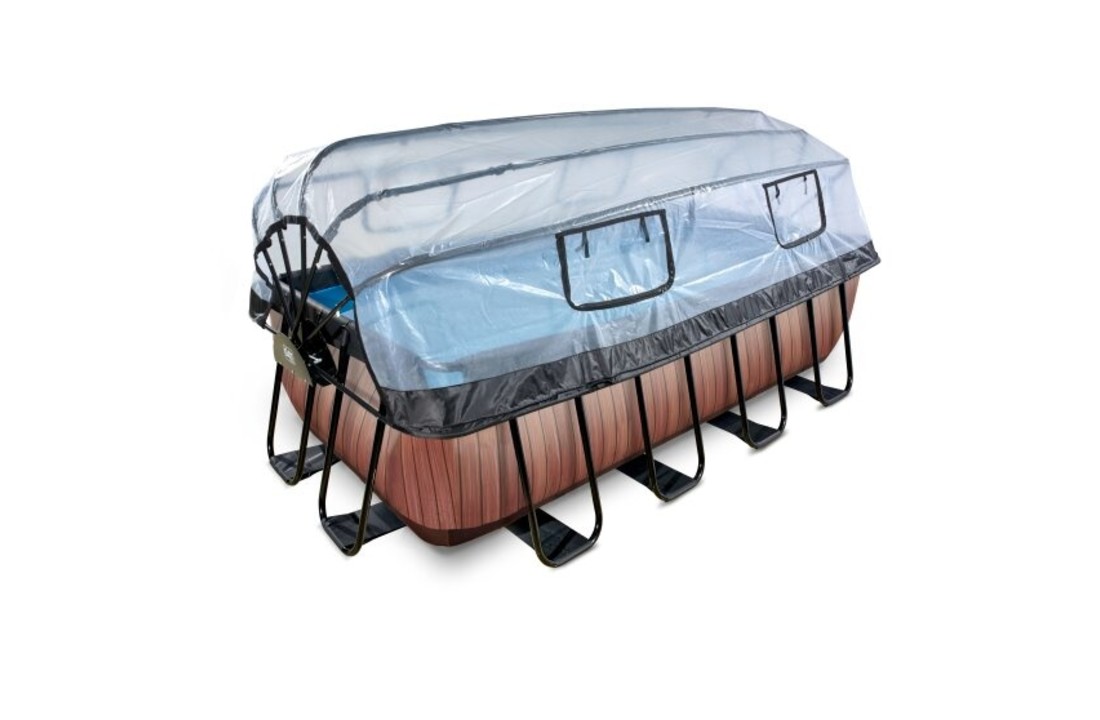 EXIT Toys zwembad Wood 400x200x122cm met warmtepomp overkapping en zandfilterpomp