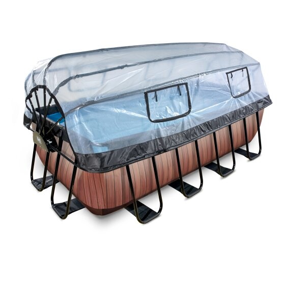 EXIT Toys zwembad Wood 400x200x122cm met warmtepomp overkapping en zandfilterpomp
