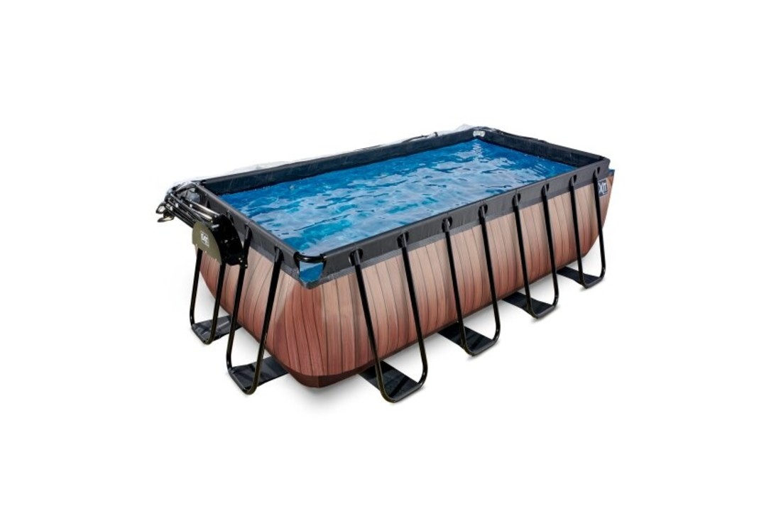 EXIT Toys zwembad Wood 400x200x122cm met warmtepomp overkapping en zandfilterpomp