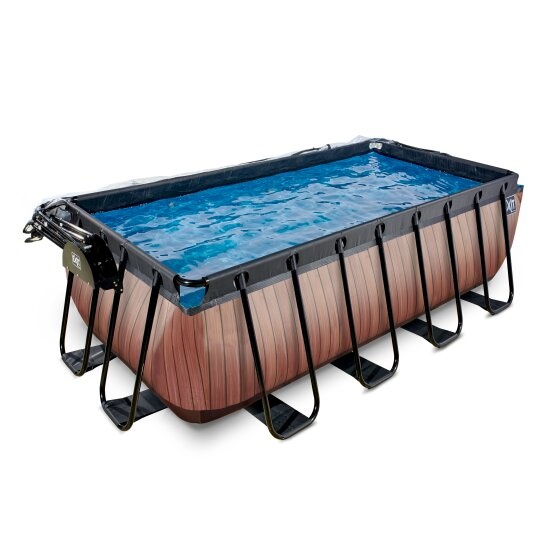 EXIT Toys zwembad Wood 400x200x122cm met warmtepomp overkapping en zandfilterpomp