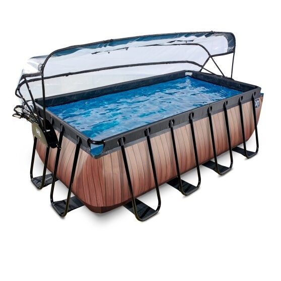 EXIT Toys zwembad Wood 400x200x122cm met warmtepomp overkapping en zandfilterpomp