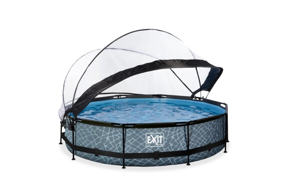 EXIT Toys zwembad Stone ø360x76cm met overkapping en filterpomp