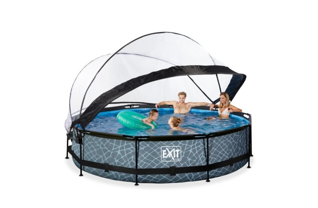 EXIT Toys zwembad Stone ø360x76cm met overkapping en filterpomp