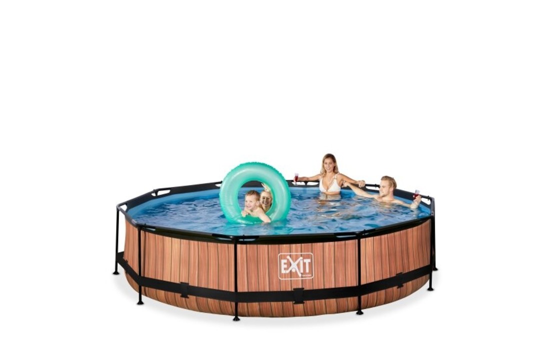 EXIT Toys zwembad Wood ø360x76cm met filterpomp
