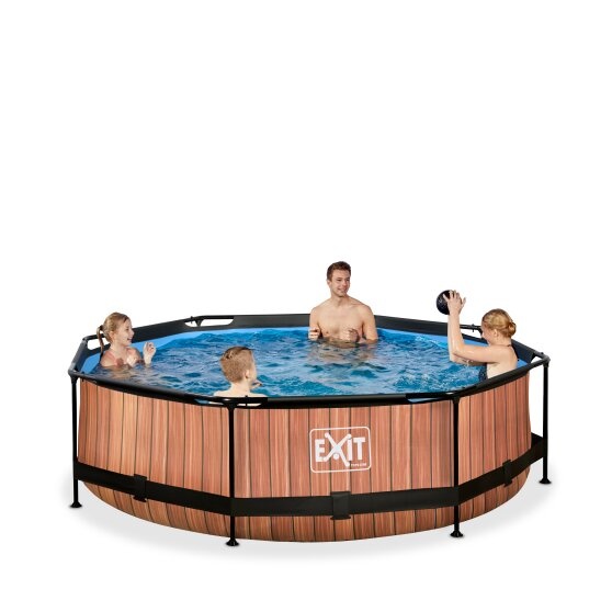 EXIT Toys zwembad Wood ø300x76cm met filterpomp
