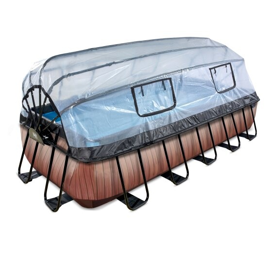 EXIT Toys zwembad Wood 540x250x100cm met overkapping en zandfilterpomp