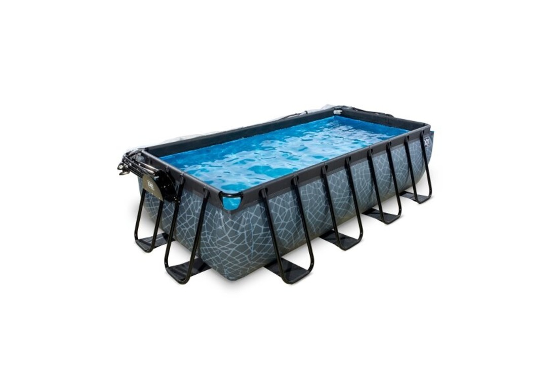 EXIT Toys zwembad Stone 400x200x100cm met overkapping en zandfilterpomp