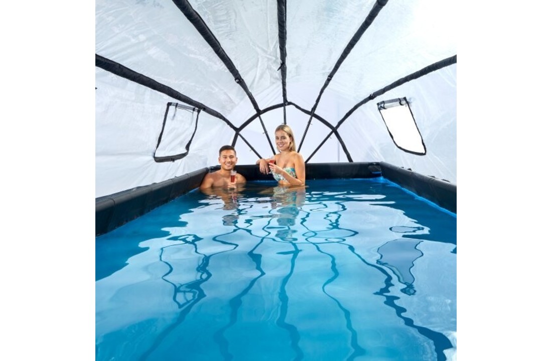 EXIT Toys zwembad Stone 400x200x100cm met overkapping en zandfilterpomp