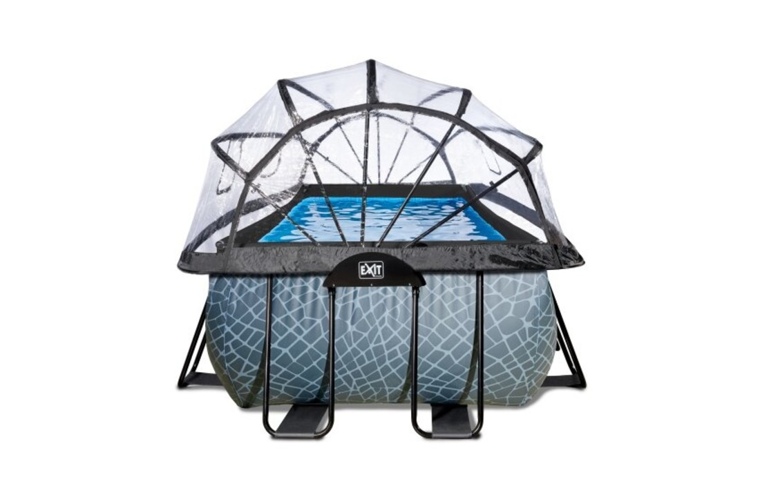 EXIT Toys zwembad Stone 400x200x100cm met overkapping en zandfilterpomp