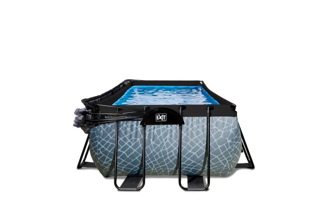 EXIT Toys zwembad Stone 400x200x100cm met overkapping en zandfilterpomp