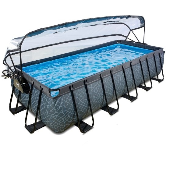 EXIT Toys zwembad Stone 540x250x100cm met warmtepomp, overkapping en zandfilterpomp