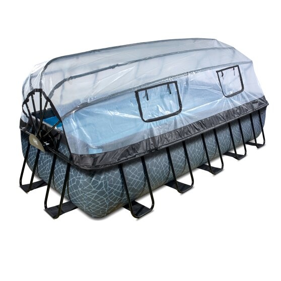 EXIT Toys zwembad Stone 540x250x100cm met warmtepomp, overkapping en zandfilterpomp