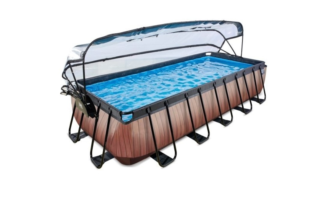 EXIT Toys zwembad Wood 540x250x100cm met warmtepomp, overkapping en zandfilterpomp