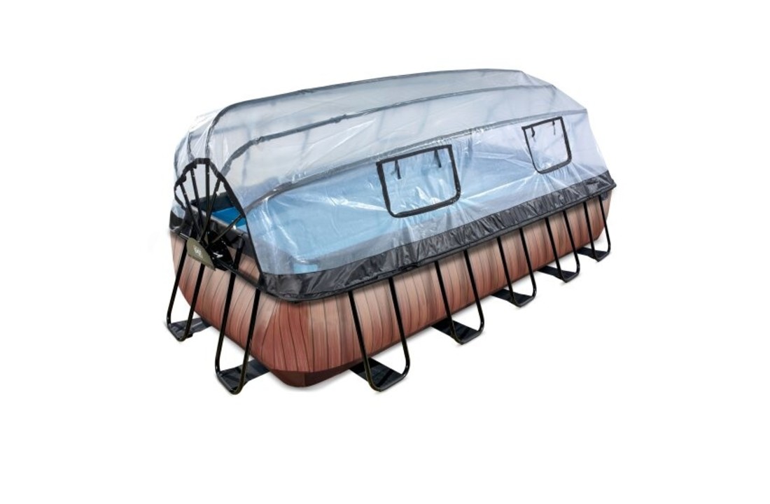 EXIT Toys zwembad Wood 540x250x100cm met warmtepomp, overkapping en zandfilterpomp