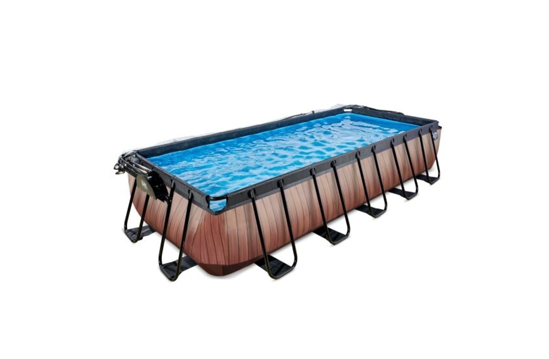 EXIT Toys zwembad Wood 540x250x100cm met warmtepomp, overkapping en zandfilterpomp