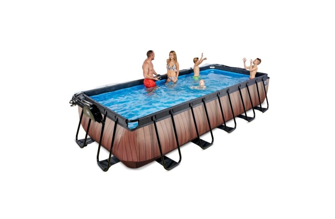 EXIT Toys zwembad Wood 540x250x100cm met warmtepomp, overkapping en zandfilterpomp